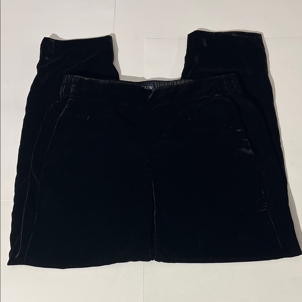 J. Crew Jamie Pant Velvet Velour Pull On Straight Leg Black Pants sz 6P short